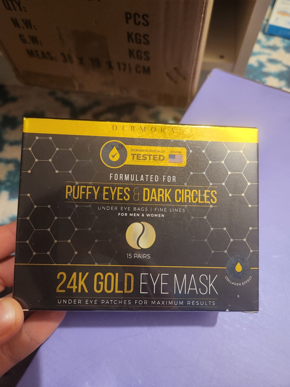 Dermora 24K Gold Eye Mask - Puffy Eyes & Dark Circles-15 PAIRS